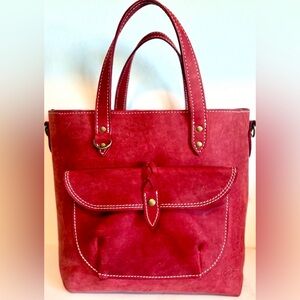 Rebekah Scott Frankie Red Leather Tote Crossbody Bag